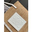 Loewe Piccolo Square Basket Bora Pari all'originale replica Raffia e vitello bianca