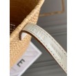 Loewe Piccolo Square Basket Bora Pari all'originale replica Raffia e vitello bianca