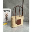 Loewe Piccolo Square Basket Borse Firmate Replica Raffia e vitello marrone