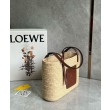 Loewe Piccolo Square Basket Borse Firmate Replica Raffia e vitello marrone