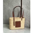 Loewe Piccolo Square Basket Borse Firmate Replica Raffia e vitello marrone