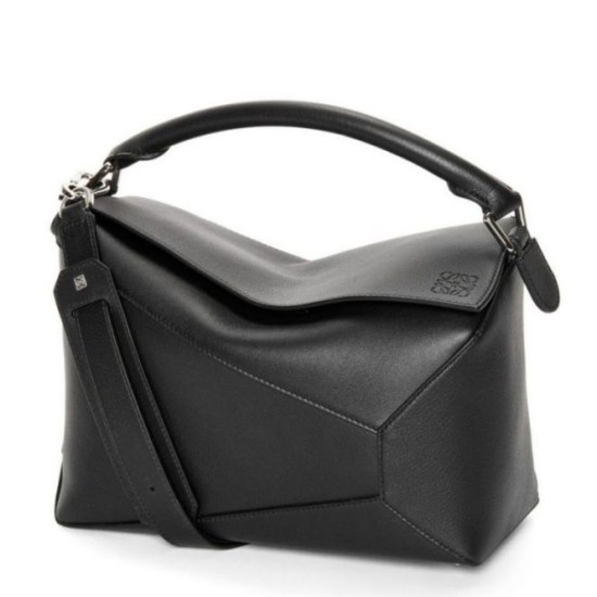 Loewe Puzzle Medium Borsa Replica 1:1 Nero Classico Vitello