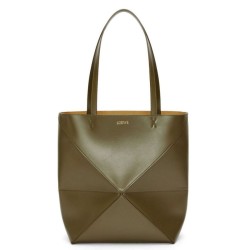 Replica Perfette Loewe Puzzle Medium Fold Tote Borsa Dark Green Vitello imitazioni