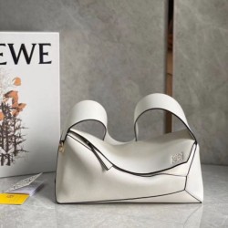 Borse Replica Hobo Puzzle Loewe vitello nappa bianca qualità specchio Replica Perfette Borse Hobo Puzzle Loewe vitello nappa bianca imitazioni