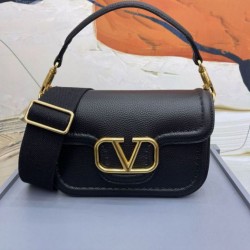 Valentino Alltime Borse Replica Alta Qualità a tracolla Nera Granulata qualità specchio Replica Perfette Valentino Alltime Borse Alta Qualità a tracolla Nera Granulata imitazioni