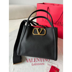 Valentino Alltime Medium Borsa Nero vitello granata