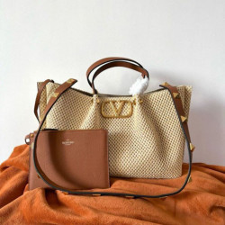 Valentino Garavani Medium Straw Summer Tote Bora Pari all'originale replica