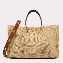 Valentino Garavani Medium Straw Summer Tote Bora Pari all'originale replica