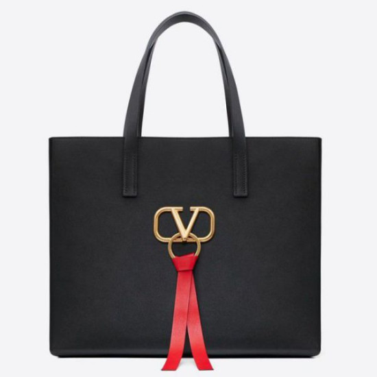 Valentino Garavani Nero Grande Vring Shopping Tote