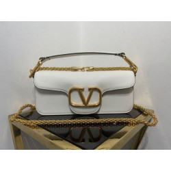 Valentino Loco Grande Borsa A Tracolla Bianco Vitello