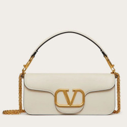 Valentino Loco Grande Borsa A Tracolla Bianco Vitello