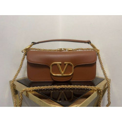 Valentino Loco Grande Borsa A Tracolla Marrone Vitello