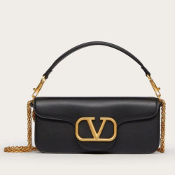 Valentino Loco Grande Borsa A Tracolla Nero Vitello