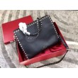 Valentino Nero Medium Rockstud Top Handle Borsa