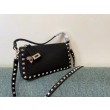 Valentino Rockstud Piccolo Crossbody Borsa Nero Vitello Granulato