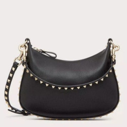Valentino Rockstud Piccolo Hobo Bora Pari all'originale replica Nero vitello granata