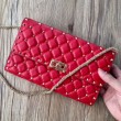 Valentino Rockstud Spike Chain Clutch Agnello Rossa