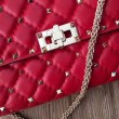 Valentino Rockstud Spike Chain Clutch Agnello Rossa