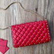 Valentino Rockstud Spike Chain Clutch Agnello Rossa