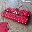 Valentino Rockstud Spike Chain Clutch Agnello Rossa