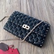 Valentino Rockstud Spike Chain Clutch Nero Agnello