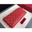 Valentino Rockstud Spike Zip Portafoglio Rosso Agnello
