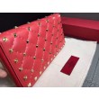 Valentino Rockstud Spike Zip Portafoglio Rosso Agnello
