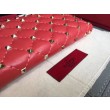 Valentino Rockstud Spike Zip Portafoglio Rosso Agnello