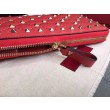 Valentino Rockstud Spike Zip Portafoglio Rosso Agnello