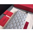 Qualità superiore replica Valentino Rockstud Spike Zip Portafoglio Sky Blue Agnello