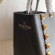 Valentino Roman Stud Tote Borsa Nero Vitello Granulato
