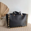 Valentino Roman Stud Tote Borsa Nero Vitello Granulato