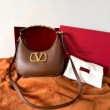 Valentino Stud Sign Hobo Borsa Marrone Scuro