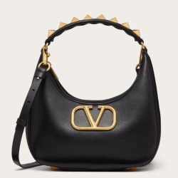 Valentino Stud Sign Hobo Borsa Nero Vitello