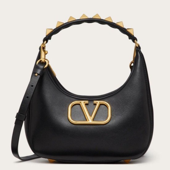 Valentino Stud Sign Hobo Borsa Nero Vitello