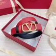 Valentino VLogo Cintura Reversibile 30mm Nero e Rosso Vitello