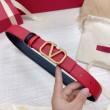 Valentino VLogo Cintura Reversibile 30mm Nero e Rosso Vitello