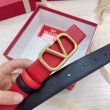 Valentino VLogo Cintura Reversibile 30mm Nero e Rosso Vitello