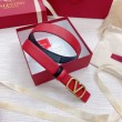 Valentino VLogo Cintura Reversibile 30mm Nero e Rosso Vitello