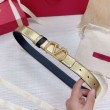 Valentino VLogo Cintura reversibile 30mm vitello nera e oro metallizzato