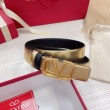 Valentino VLogo Cintura reversibile 30mm vitello nera e oro metallizzato