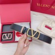 Qualità superiore replica Valentino VLogo Cintura reversibile 40mm vitello beige e nera