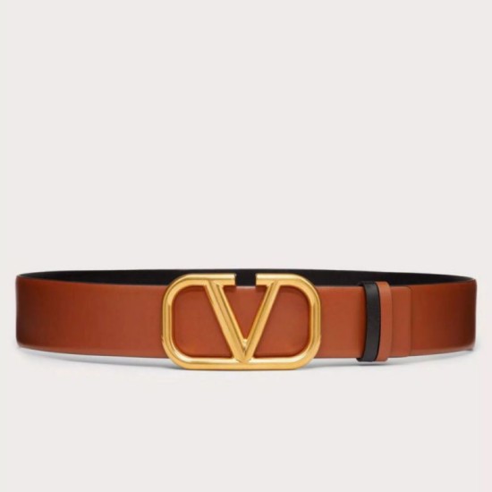 Pari all'originale replica Valentino VLogo Cintura reversibile 40mm vitello marrone e nera
