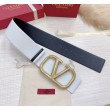 Qualità superiore replica Valentino VLogo Cintura reversibile 70mm vitello bianca e nera