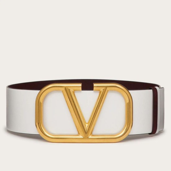 Qualità superiore replica Valentino VLogo Cintura reversibile 70mm vitello bianca e nera