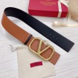 Qualità superiore replica Valentino VLogo Cintura reversibile 70mm vitello marrone e nera