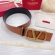 Qualità superiore replica Valentino VLogo Cintura reversibile 70mm vitello marrone e nera
