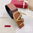 Qualità superiore replica Valentino VLogo Cintura reversibile 70mm vitello marrone e nera