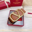 Qualità superiore replica Valentino VLogo Cintura reversibile 70mm vitello marrone e nera