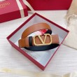 Pari all'originale replica Valentino VLogo Reversibile Cintura 30mm Marrone e Nero Vitello